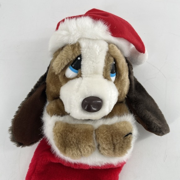 Vintage Sad Sam Puppy Dog 3D Plush Christmas Stocking Stuffed Animal Droopy 19" - Picture 2 of 5